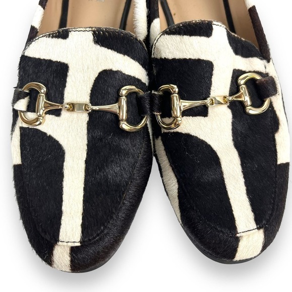 Alfani Shoes Womens 6.5 Black White Calf Hair Loafers Brass Horse Bite Clasp - Picture 12 of 12